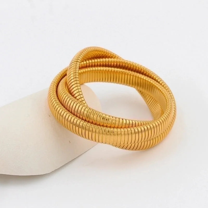 Hip-Hop Solid Color 304 Stainless Steel 18K Gold Plated Bangle In Bulk