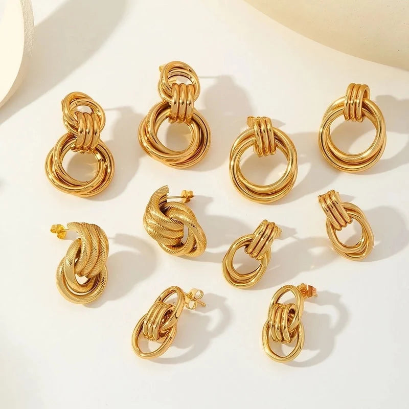 1 Pair Basic Minimalist Geometric 304 Stainless Steel 18K Gold Plated Ear Studs