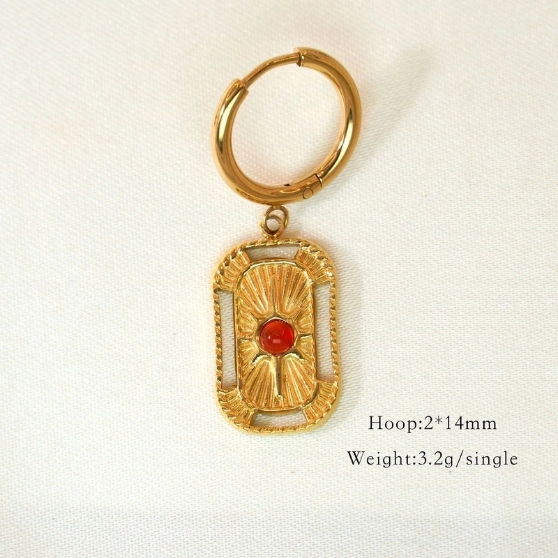 1 Piece Elegant Lady Modern Style Printing Star Pineapple Plating Inlay 304 Stainless Steel Rhinestones White Shell 14K Gold Plated Drop Earrings