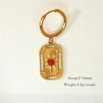 1 Piece Elegant Lady Modern Style Printing Star Pineapple Plating Inlay 304 Stainless Steel Rhinestones White Shell 14K Gold Plated Drop Earrings