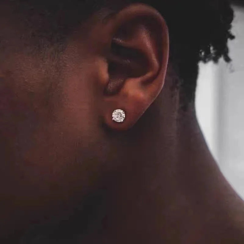 1 Set 1 Pair Minimalist Classic Style Round Plating Inlay Stainless Steel Zircon 18k Gold Plated Ear Studs