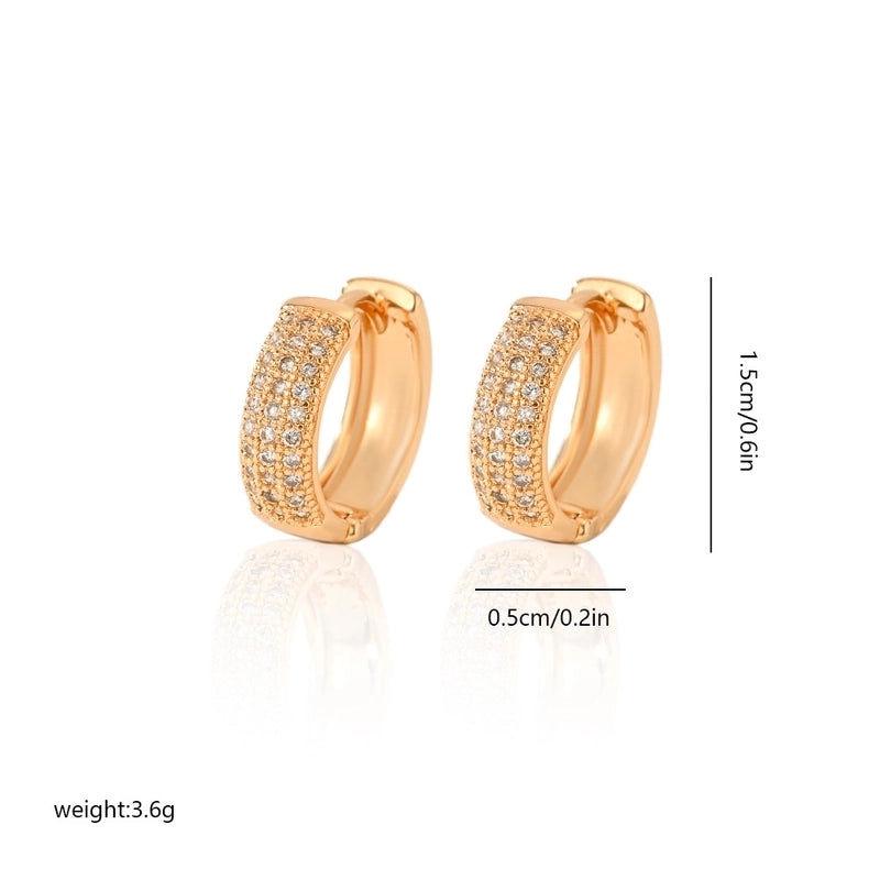 1 Pair Minimalist Solid Color Copper Zircon Earrings