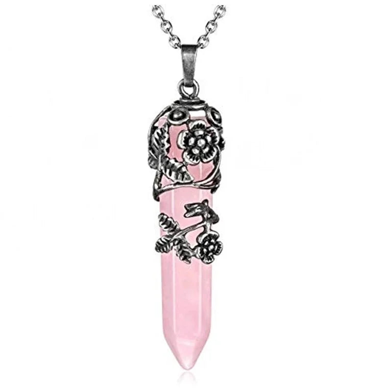 Ethnic Style Geometric Natural Crystal Plating Pendant Necklace 1 Piece