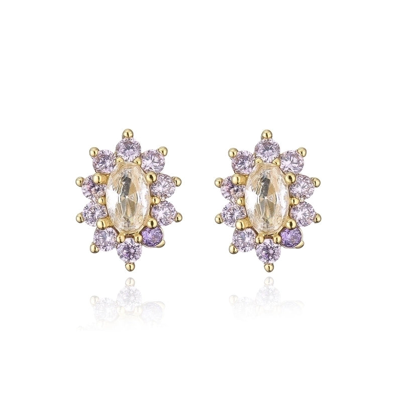 Cartoon Style Geometric Plating Metal Zircon Copper Earrings