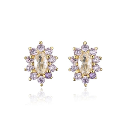 Cartoon Style Geometric Plating Metal Zircon Copper Earrings