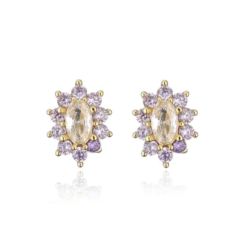 Cartoon Style Geometric Plating Metal Zircon Copper Earrings