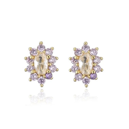 Cartoon Style Geometric Plating Metal Zircon Copper Earrings