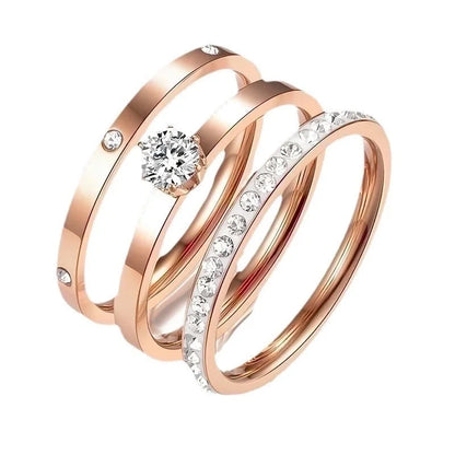 Elegant Minimalist Solid Color Stainless Steel Plating Inlay Zircon 18k Gold Plated Rose Gold Plated White Gold Plated Rings