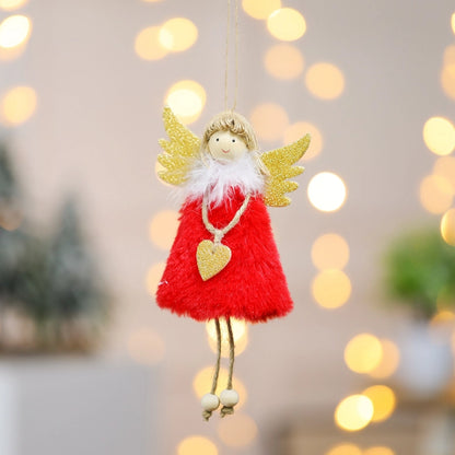 Christmas Cute Angel Heart Shape Plush Party Hanging Ornaments