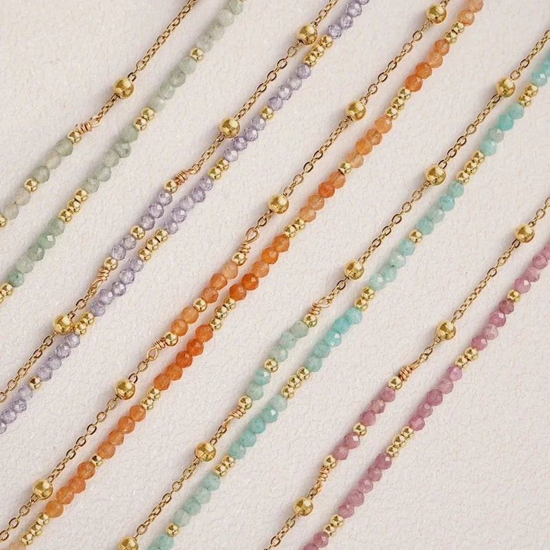 Elegant Geometric 304 Stainless Steel Semi-precious Stone Bracelets In Bulk