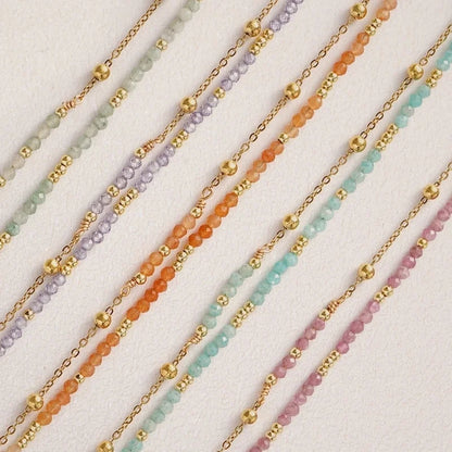 Elegant Geometric 304 Stainless Steel Semi-precious Stone Bracelets In Bulk