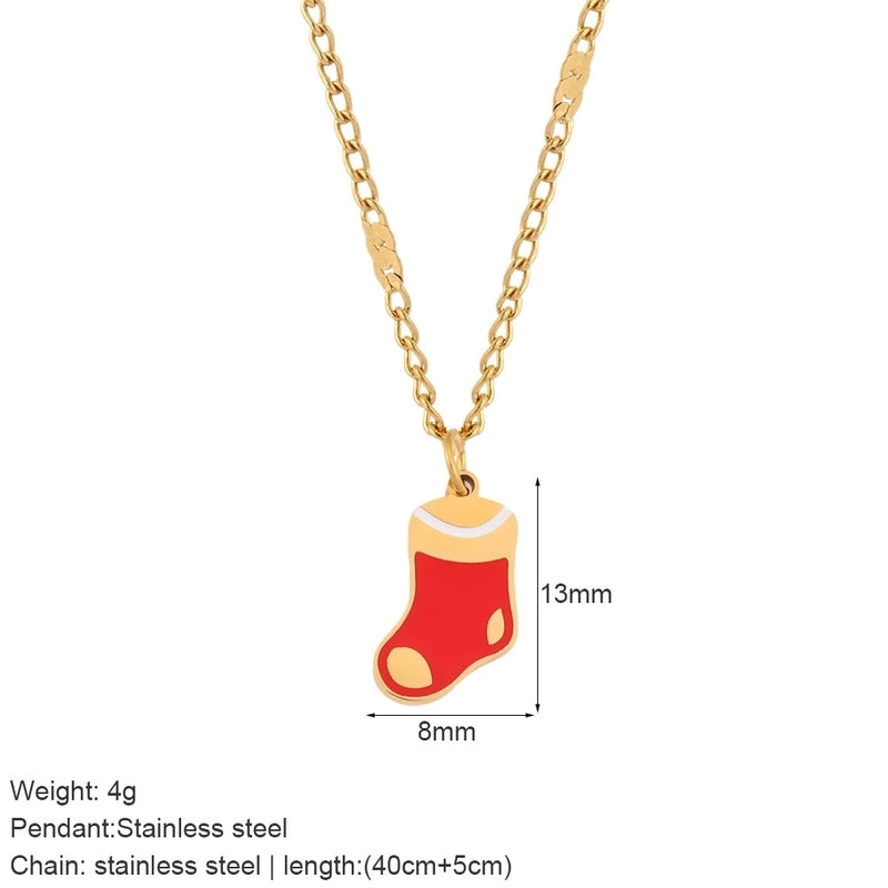 Nordic Style Classic Style Gingerbread Moon 316L Stainless Steel Plating Pendant Necklace