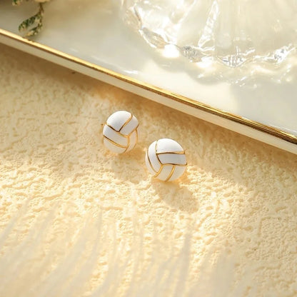 1 Pair Minimalist Sports Commute Basketball Football Enamel Plating 304 Stainless Steel 14K Gold Plated Ear Studs