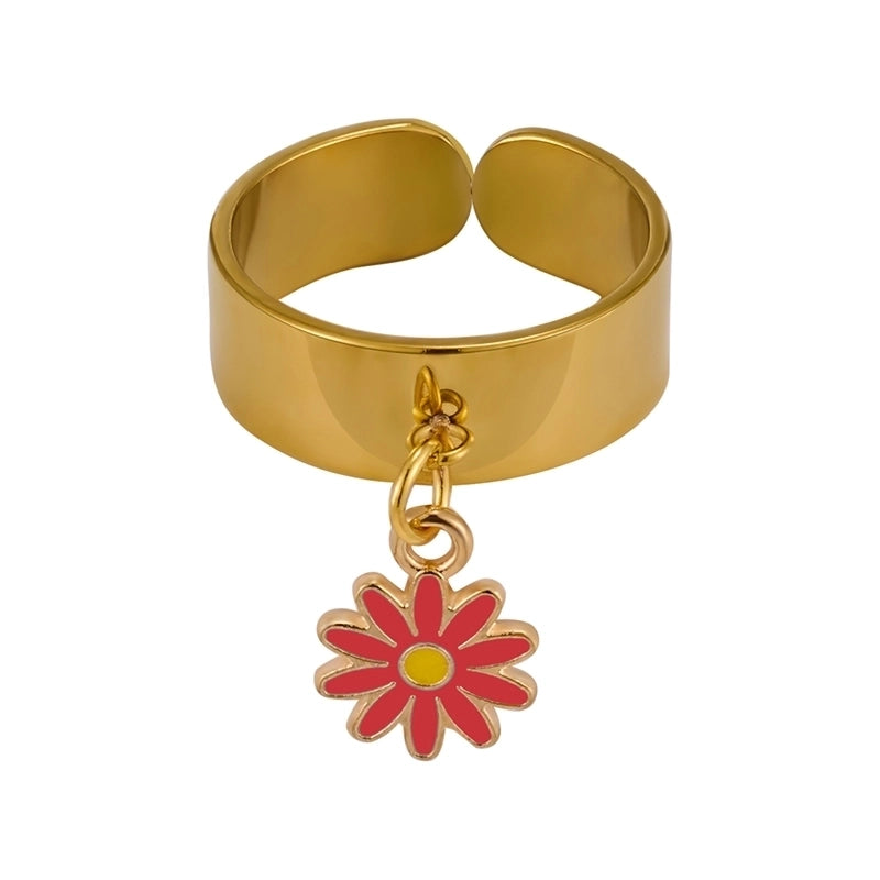 Elegant Retro Solid Color 304 Stainless Steel Enamel Open Rings