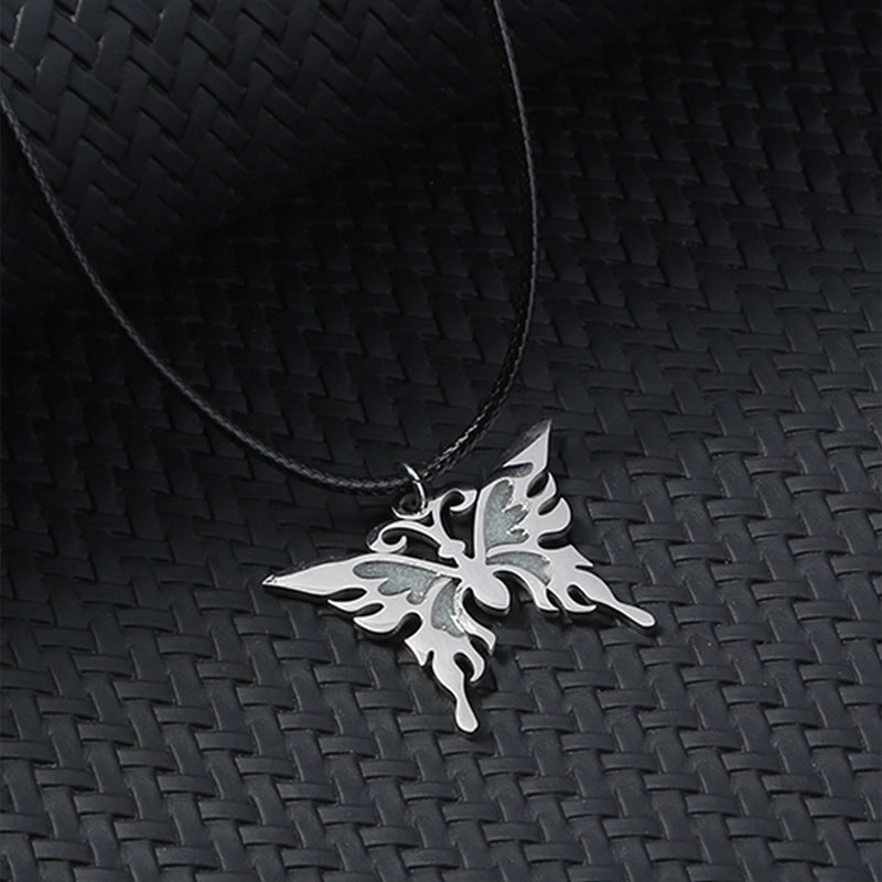 Jewelry Basic Modern Style Classic Style Moon Life Tree Butterfly 304 Stainless Steel Rope Pendant Necklace