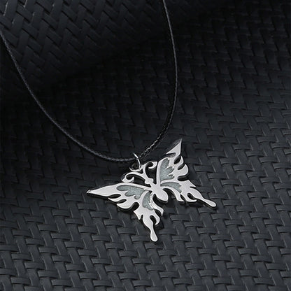 Jewelry Basic Modern Style Classic Style Moon Life Tree Butterfly 304 Stainless Steel Rope Pendant Necklace