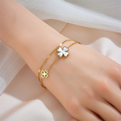 Titanium Steel 18K Gold Plated Sweet Minimalist Number Daisy Acrylic Bracelets Earrings Necklace