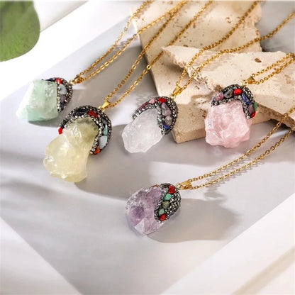 Minimalist Classic Style Geometric Artificial Crystal 304 Stainless Steel Artificial Crystal Stone Pendant Necklace