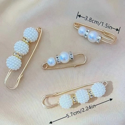 Pants Tight Pants Skirt Waist Artifact Tight Waist Pin Anti-running Light Brooch High-end Corsage Pin Jewelry Pearl Brooch Buckle
