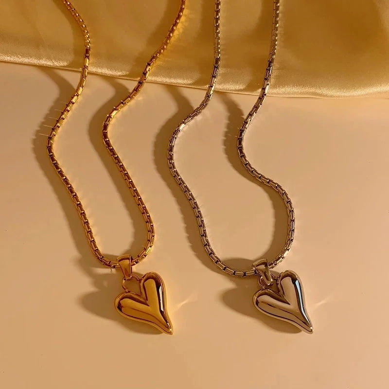 Basic Minimalist Commute Heart Shape 304 Stainless Steel 16K Gold Plated White Gold Plated Gold Plated Pendant Necklace