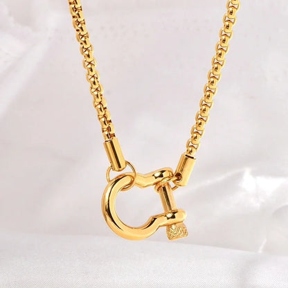 Classic Style Solid Color Horseshoe 304 Stainless Steel Titanium Steel 18K Gold 18K Gold Plated Stainless Steel Necklaces