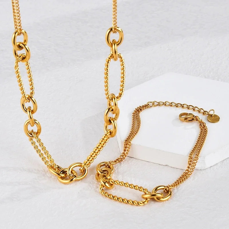 Casual Minimalist Solid Color 304 Stainless Steel Bracelets Necklace