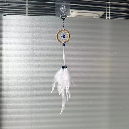 Decorative Dream Catcher Pendant Keychain Evil Eyes Dream Catcher Pendant Keychain Pendant Feather Hand Woven
