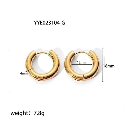 1 Pair Minimalist Round Plating 201 Stainless Steel 18K Gold Plated Hoop Earrings