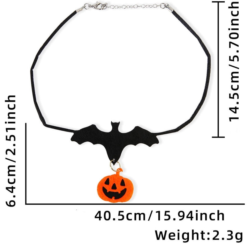 Halloween Minimalist Bat Skull Felt Cloth Holiday Daily Party Necklace