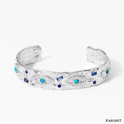 Casual Minimalist Devil\'s Eye 304 Stainless Steel 16K Gold Plated White Gold Plated Zircon Bangle In Bulk