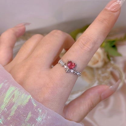 Copper Plating Inlay Leaf Heart Shape Skull Zircon Open Rings