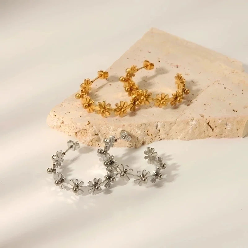 1 Pair Minimalist Daisy Plating 304 Stainless Steel 18K Gold Plated Earrings