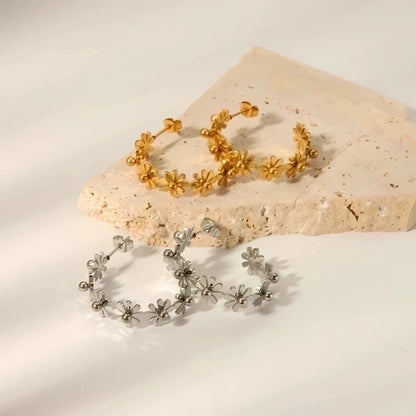 1 Pair Minimalist Daisy Plating 304 Stainless Steel 18K Gold Plated Earrings