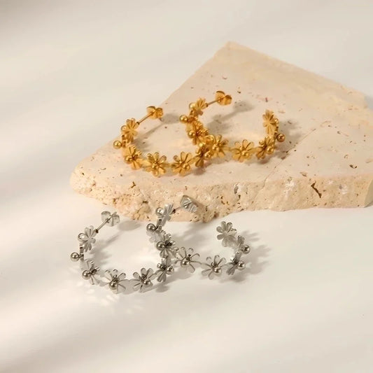 1 Pair Minimalist Daisy Plating 304 Stainless Steel 18K Gold Plated Earrings