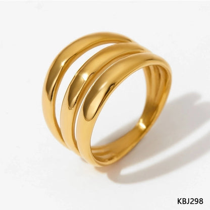 304 Stainless Steel 16K Gold Plated White Gold Plated Gold Plated Minimalist Plating Solid Color Rings