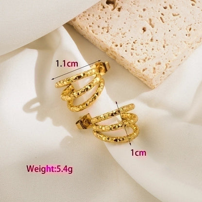 1 Pair Minimalist Classic Style C Shape Plating Stainless Steel 14k Gold Plated Ear Studs