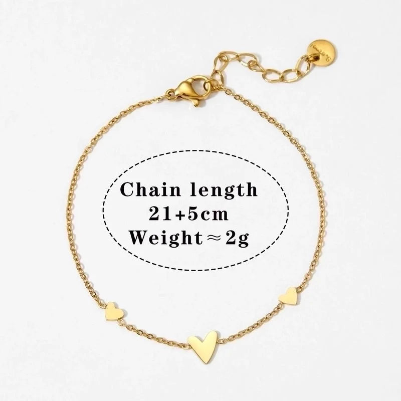 Modern Style Minimalist Heart Shape 304 Stainless Steel 316 Stainless Steel No Inlaid 16K Gold Plated White Gold Plated Gold Plated Bracelets Anklet Necklace