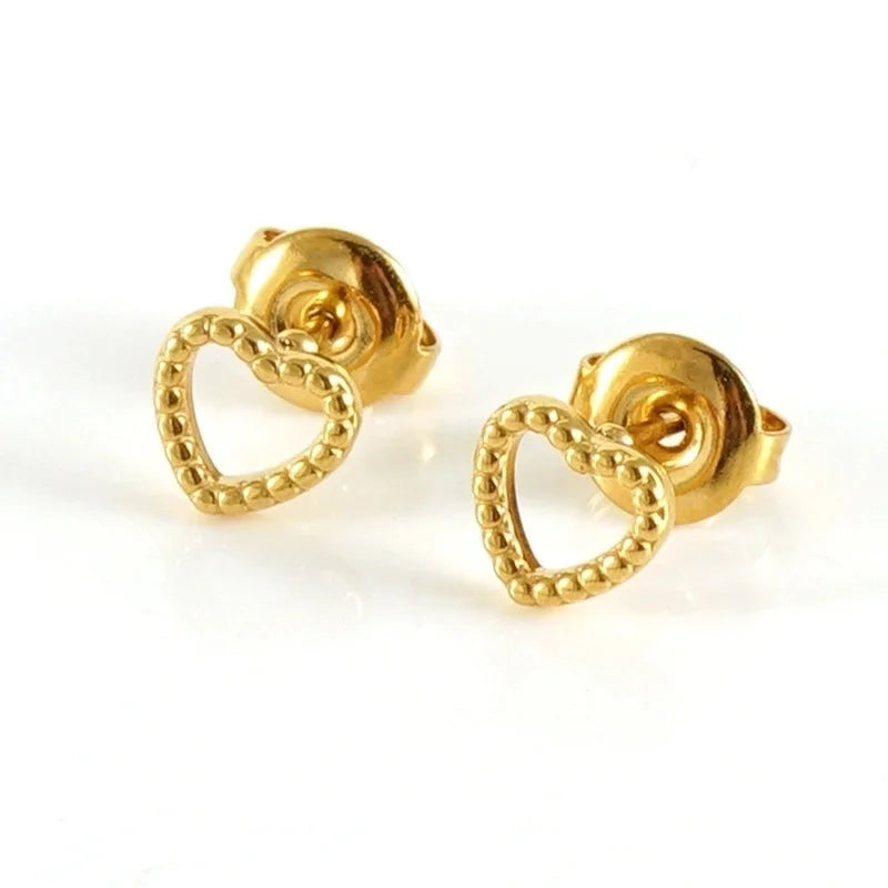 1 Pair Sweet Minimalist Star Heart Shape Airplane Hollow Out 304 Stainless Steel 18K Gold Plated Ear Studs