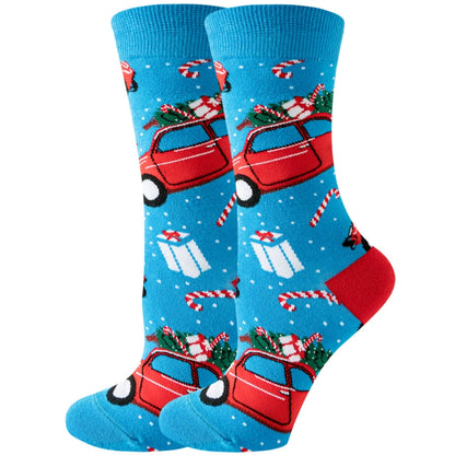 Christmas Cute Unisex Santa Claus Christmas Socks Snowflake Cotton Crew Socks 20 Pairs Per Pack
