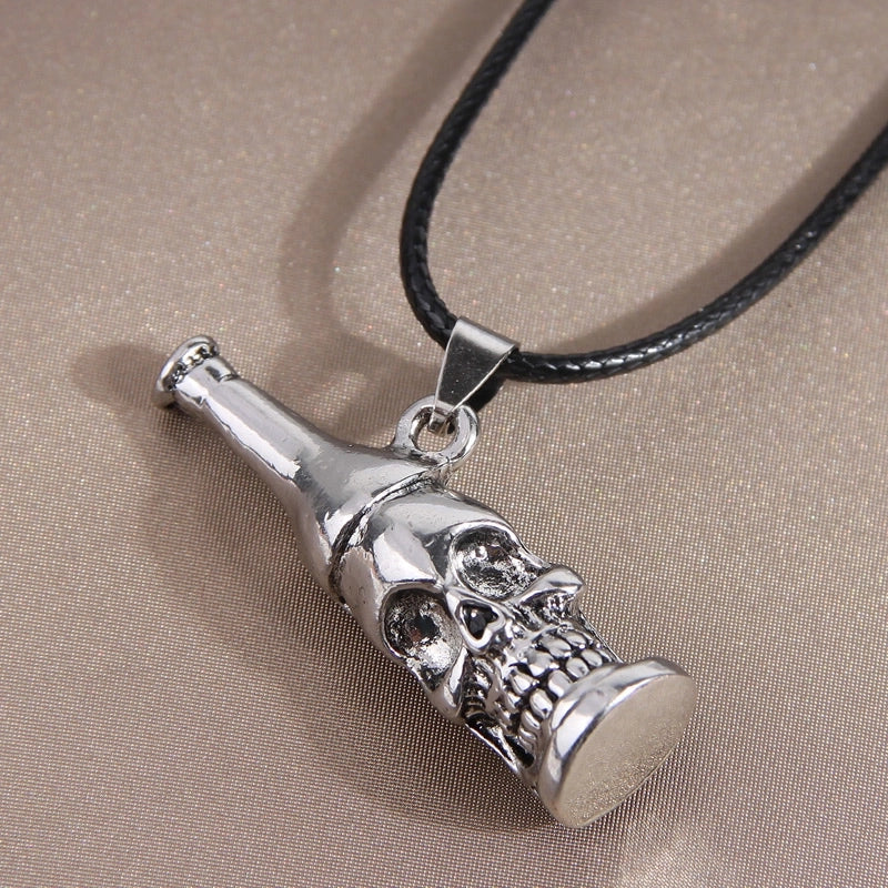 Cool Style Spider Spider Web Skull Alloy Wax Rope Inlay Rhinestones Halloween Men's Pendant Necklace