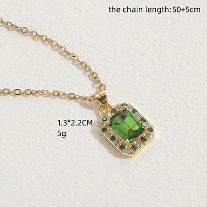 Sweet Streetwear Geometric Stainless Steel Brass 14k Gold Plated Zircon Pendant Necklace In Bulk