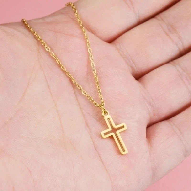 Stainless Steel 18K Gold Plated Elegant Classic Style Plating Cross None Pendant Necklace