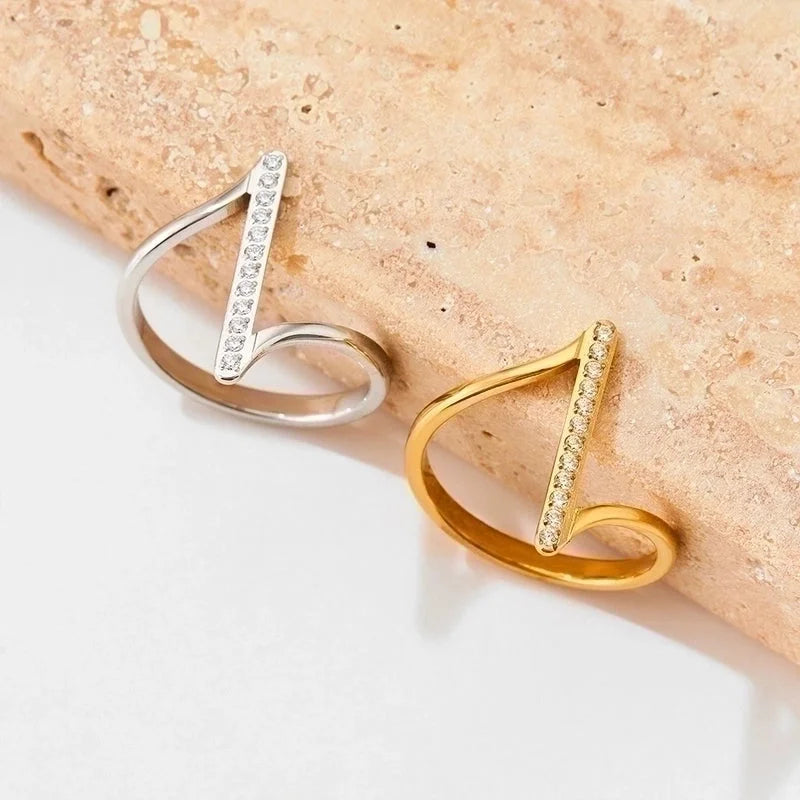 3 Pieces Retro Solid Color 304 Stainless Steel 16K Gold Plated White Gold Plated Gold Plated None Inlaid Zircon Wave Ring