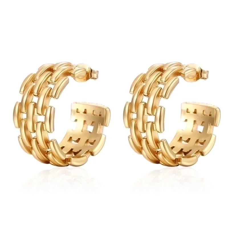 1 Pair Casual Retro C Shape Plating 304 Stainless Steel 18K Gold Plated Ear Studs