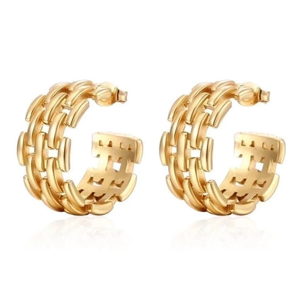 1 Pair Casual Retro C Shape Plating 304 Stainless Steel 18K Gold Plated Ear Studs