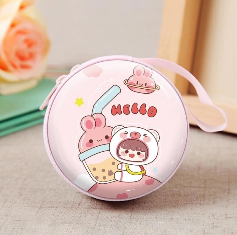 3 Pieces Women'S Cartoon Tinplate Zipper Coin Purses