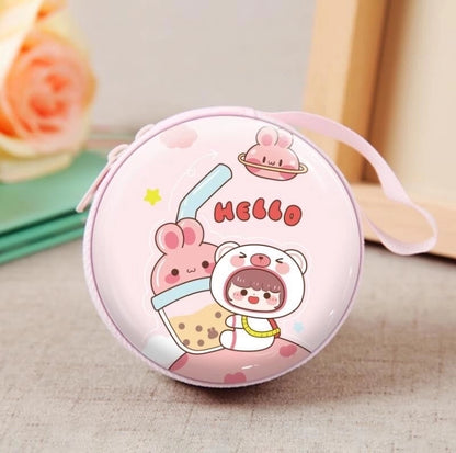 3 Pieces Women'S Cartoon Tinplate Zipper Coin Purses