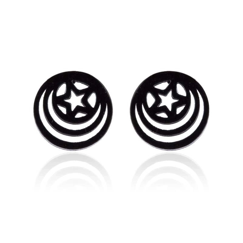 1 Pair Fashion Star Moon Tree Plating Hollow Out 304 Stainless Steel 18K Gold Plated Ear Studs