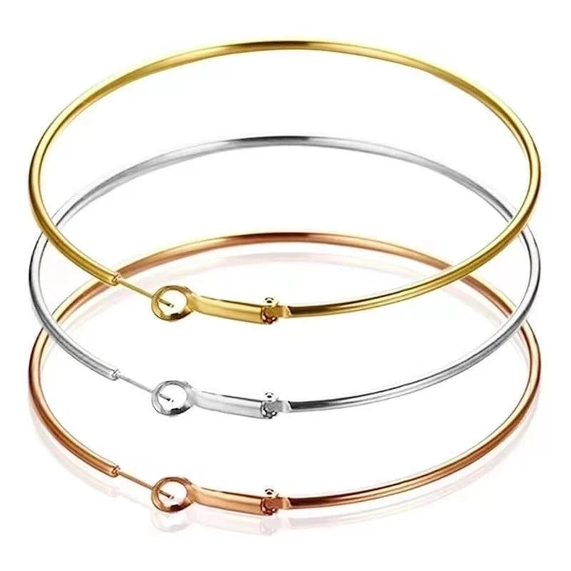 1 Pair Minimalist Solid Color Stainless Steel Hoop Earrings