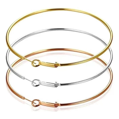 1 Pair Minimalist Solid Color Stainless Steel Hoop Earrings